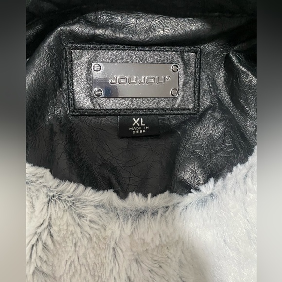 JOU JOU Black Juniors' Faux- Lined Moto Jacket Size X Large, Created for Macy's - Picture 6 of 7